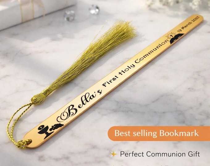 Personalized Stainless Steel Bookmark, First Communion, Baptism, Confirmation Gift