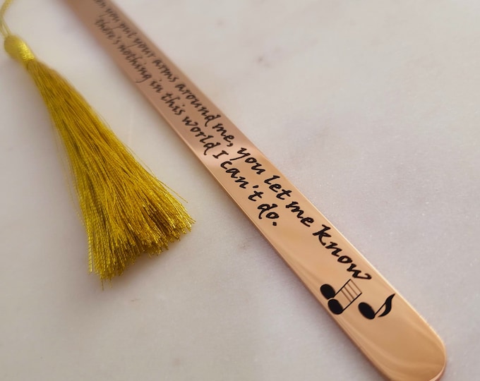 Customized Song Lyrics Bookmark. Engrave & Personalize any Song Poem or Message Quote on Book marks. Gift for Men, Women and Kids.