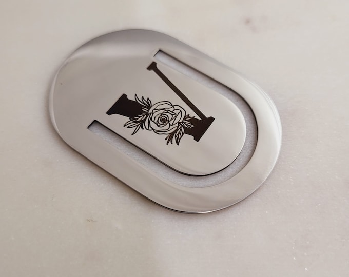 Monogram Initials Bookmark. Christmas Gift. Custom Initials Personalized Engraving on Metal Bookmark.