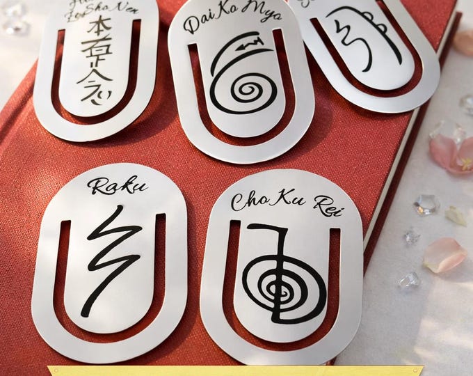 5 Piece Reiki Gift Set Bookmarks. Reiki spiritual Holistic healing Symbol Set. Cho Ku Rei, Sei Hei Kei, Hon Sha Ze Sho Nen, Dai ko Myo, Raku