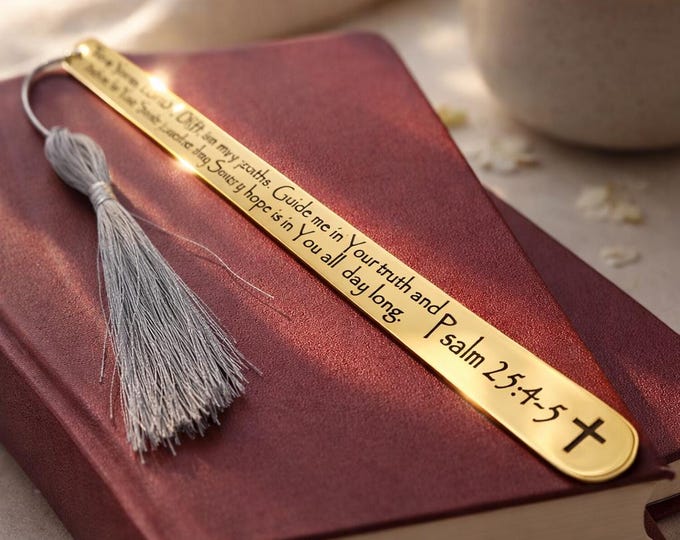 Custom Psalm Engraved Metal Bookmark with Tassel, Christian Gift