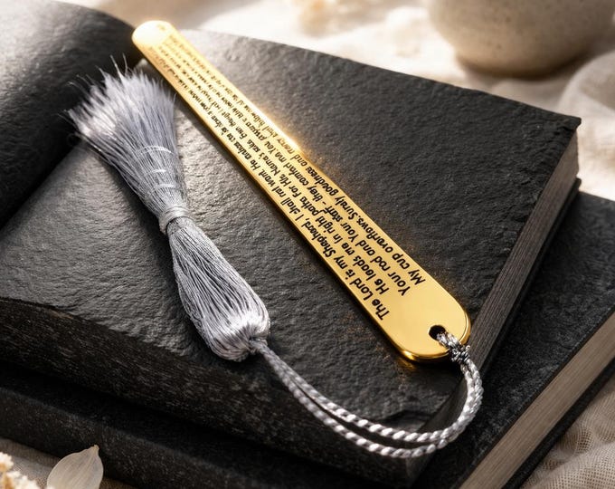 Psalm 23 Stainless Steel Bookmark with Tassel - Personalized Prayer