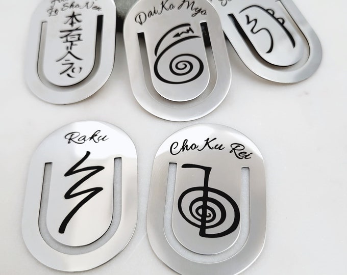 5 Piece Reiki Gift Set Bookmarks. Reiki spiritual Holistic healing Symbol Set. Cho Ku Rei, Sei Hei Kei, Hon Sha Ze Sho Nen, Dai ko Myo, Raku