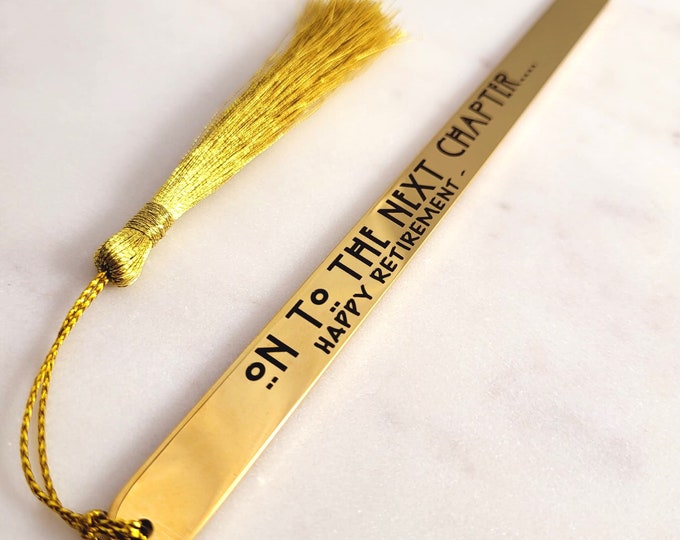 Retirement Gifts - On To The next Chapter Bookmark for Men Women Coworker. One of a Kind Retirement Gift.
