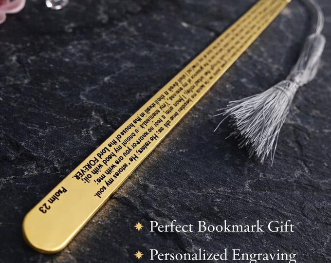 Custom Rosary Bookmark, Engraved Stainless Steel with Tassel