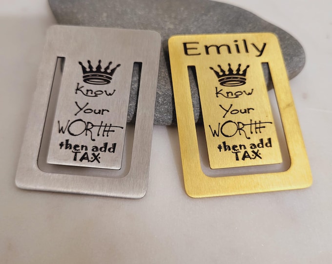 Daughter Gifts - Affirmation gift reminder Know Your Worth then Add Tax - Self Worth - Inspirational Bookmarks.