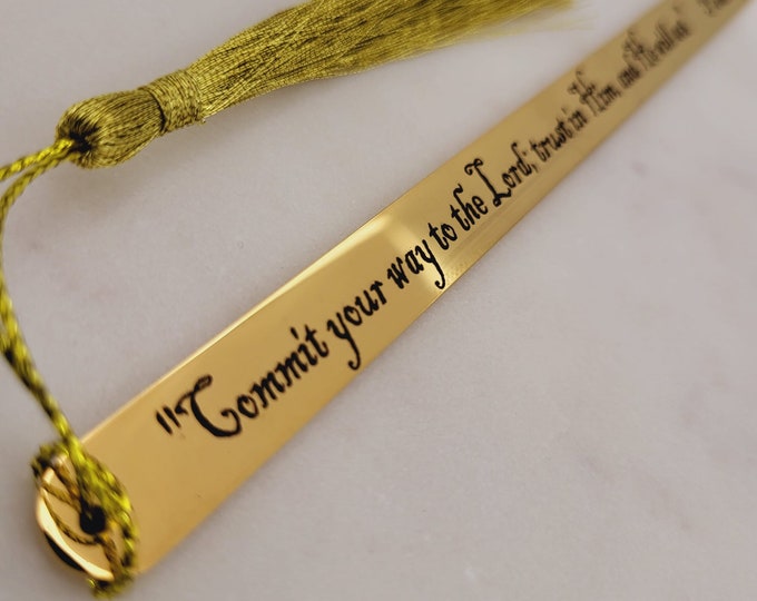 PSALM 37:5 Christian BOOK MARKS - Commit your way to the Lord, Trust in Him, and He will act on Metal Bookmark