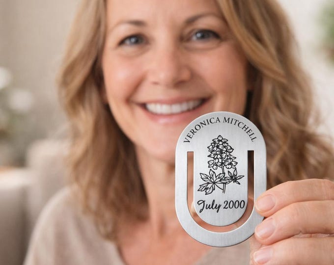 Custom Name & Birth month Flower Bookmark. Personalized Birthmonth Birth flower gifts for Him Her.