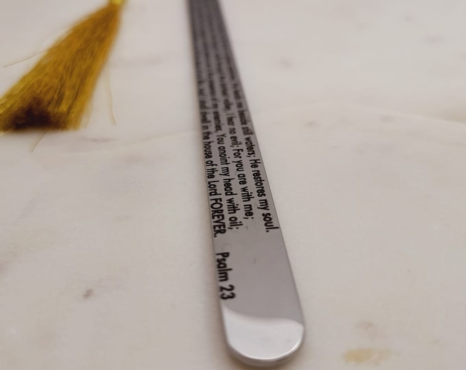PSALM  23 Prayer Custom Bookmark .  23rd Psalm Bookmarks . The Lord is My Shepherd Book Mark . Metal Handmade Bookmarkers. Biblical Prayer.