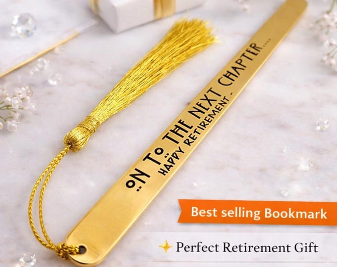 Engraved Stainless Steel Retirement Bookmark - Personalized with Tassel