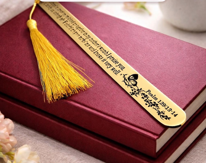 Psalm 139:13-14 Bookmark, Engraved Stainless Steel with Tassel
