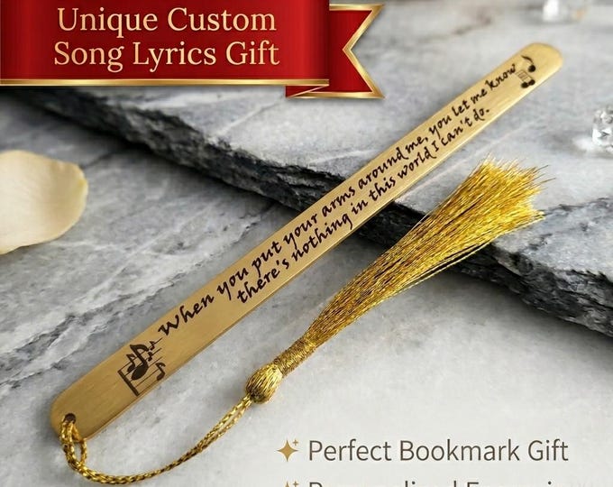 Custom Engraved Song Lyrics Bookmark, Stainless Steel with Tassel