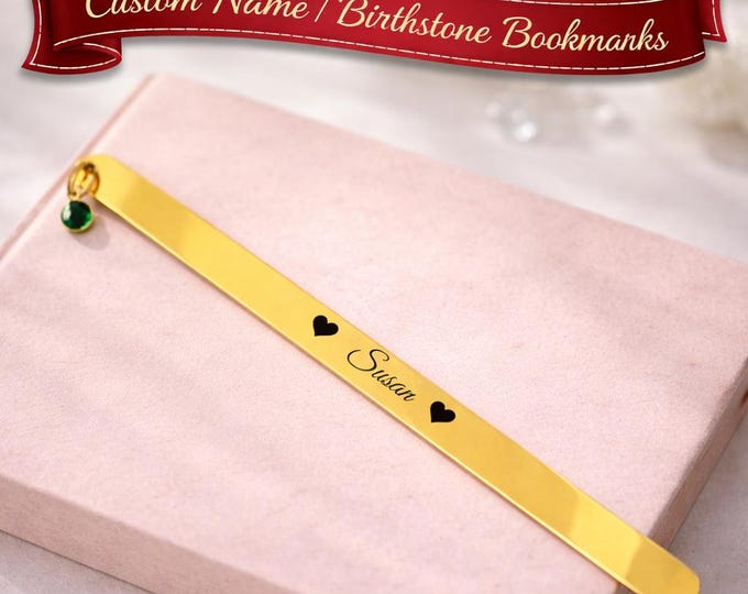 Custom Name & Birthstone Bookmark - Name Birth stone Gift - Gift for Mother, Her, sister
