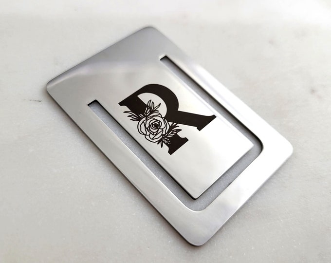 Personalized Monogram Bookmark. Custom Initials Engraving on Metal Bookmark. Christmas Gift Engraving