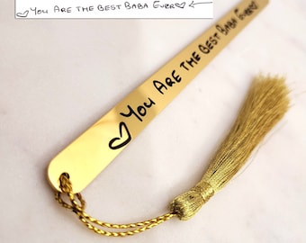 Actual Handwritten Bookmarks. Custom Made & Personalized Metal Book Marks with Tassels - Best Christmas Gifts