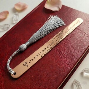 I Love You Binary Code Bookmark - Stainless Steel Anniversary Gift