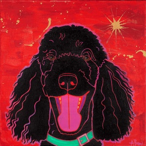 Black Poodle Art Print - Poodle Print - Happy Noodles by Angela Bond Art