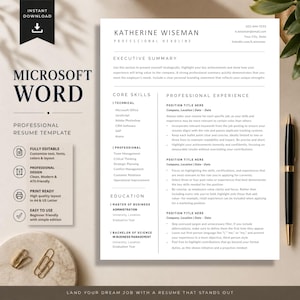 May include: A Microsoft Word professional resume template with a clean, modern design. The template is fully editable, allowing customisation of text, fonts, and colours. It is print-ready in A4 and US Letter sizes and is easy to use.