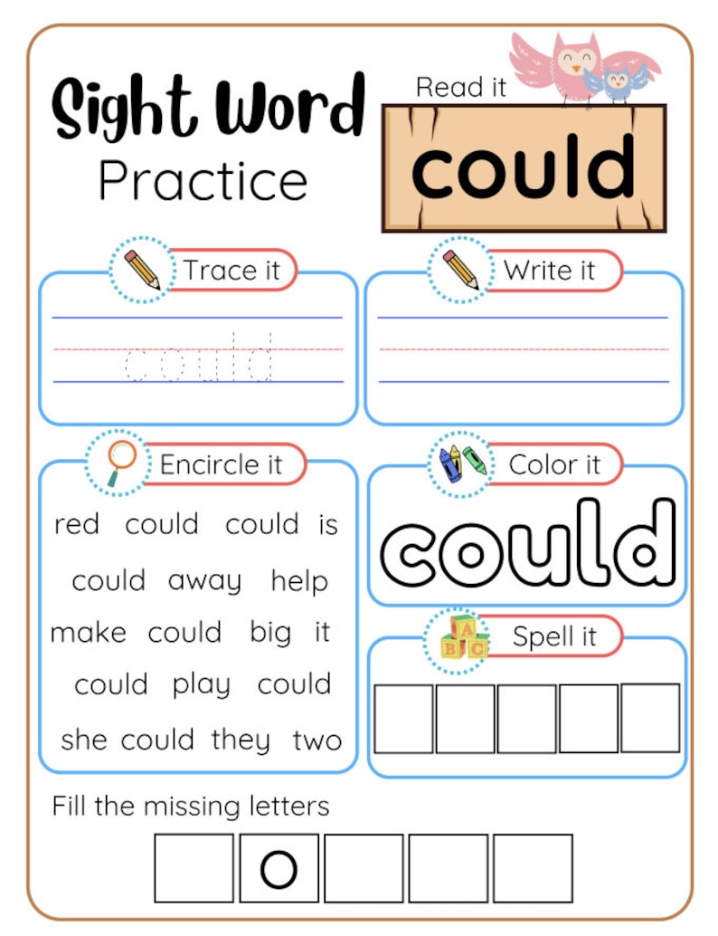 100 Sight Words Printable Worksheet Workbook Volume 2 Etsy