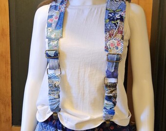 Patchwork Suspenders Handmade Crazy Quilt Design OOAK