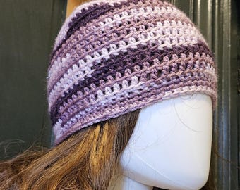 Handmade Beanie, Crochet in Very Soft Purple Acrylic Yarn, Size M Fits Most Adults, Hippie Hat, Handmade in Pennsylvania