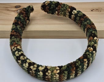 Handmade Crochet Headband in Earth Tones Acrylic Yarn, One Size Fits Women and Girls, Pretty and Practical, Made in PA