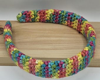 Handmade Crochet Headband in Multicolor Cotton Yarn, One Size Fits Women and Girls, Pretty and Practical, Made in PA