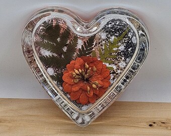 Glass Paperweight Heart-Shaped, Decoupaged with Vintage and Newer Paper Ephemera, Heavy to Hold Your Papers In Place, Pretty and Functional