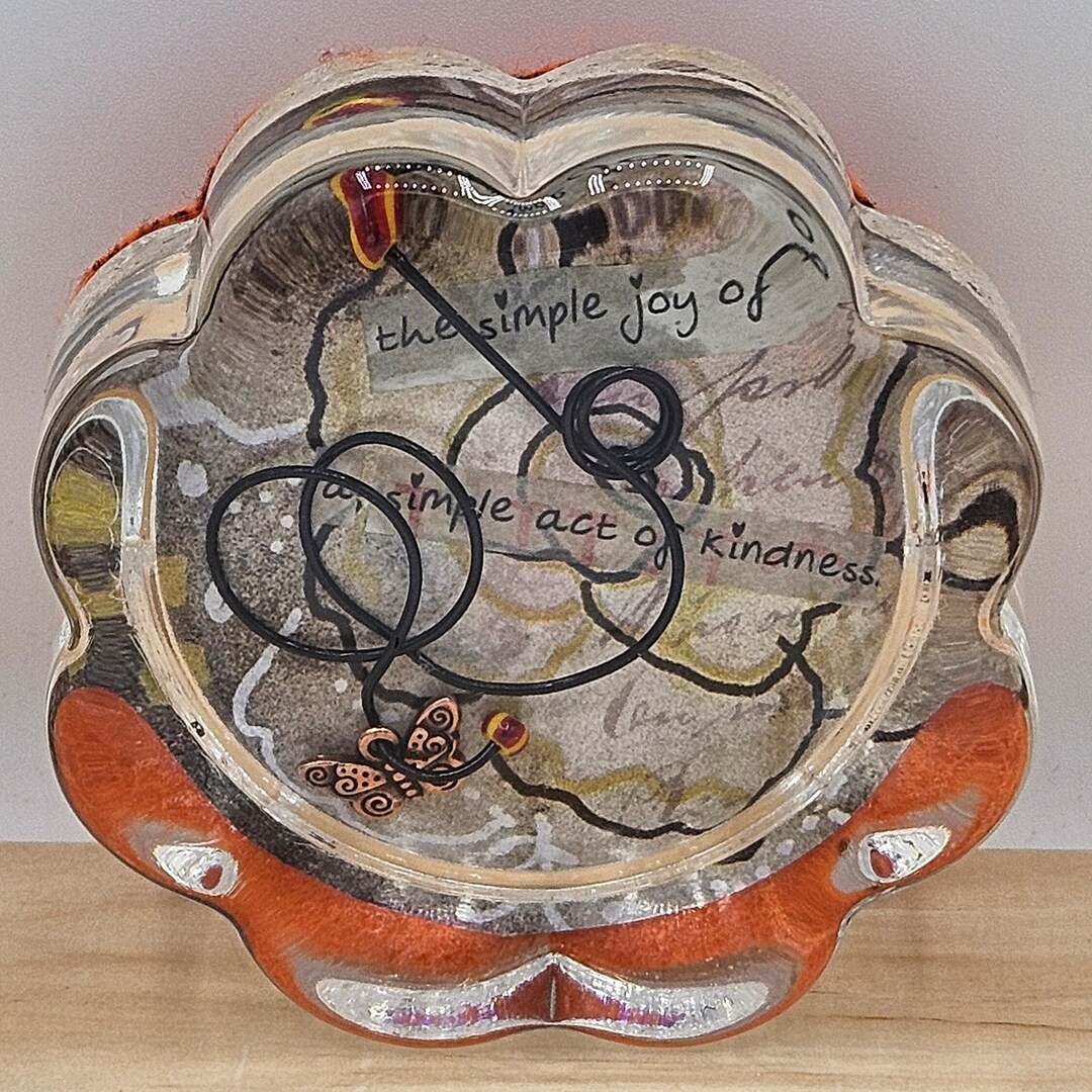 Decoupage Paperweight Handmade From Vintage Ephemera Glass Etsy