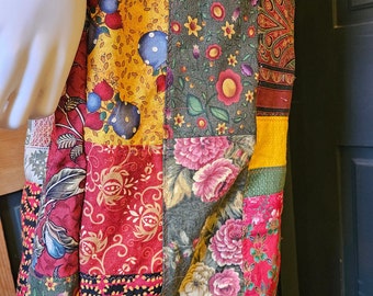 Patchwork Pants Handmade From Vintage Fabric, Womens M, Waist 30