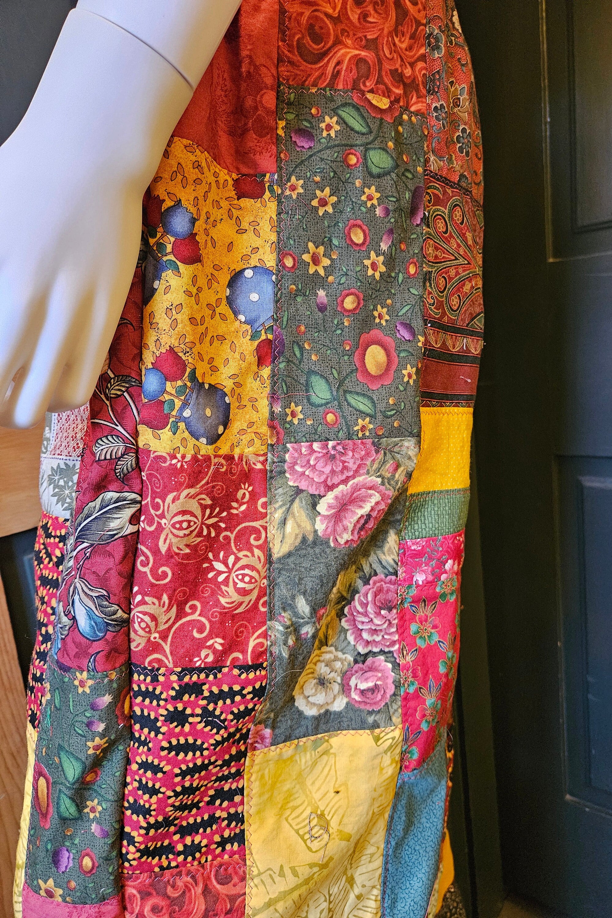 Patchwork Pants Handmade From Vintage Fabric, Womens M, Waist 30