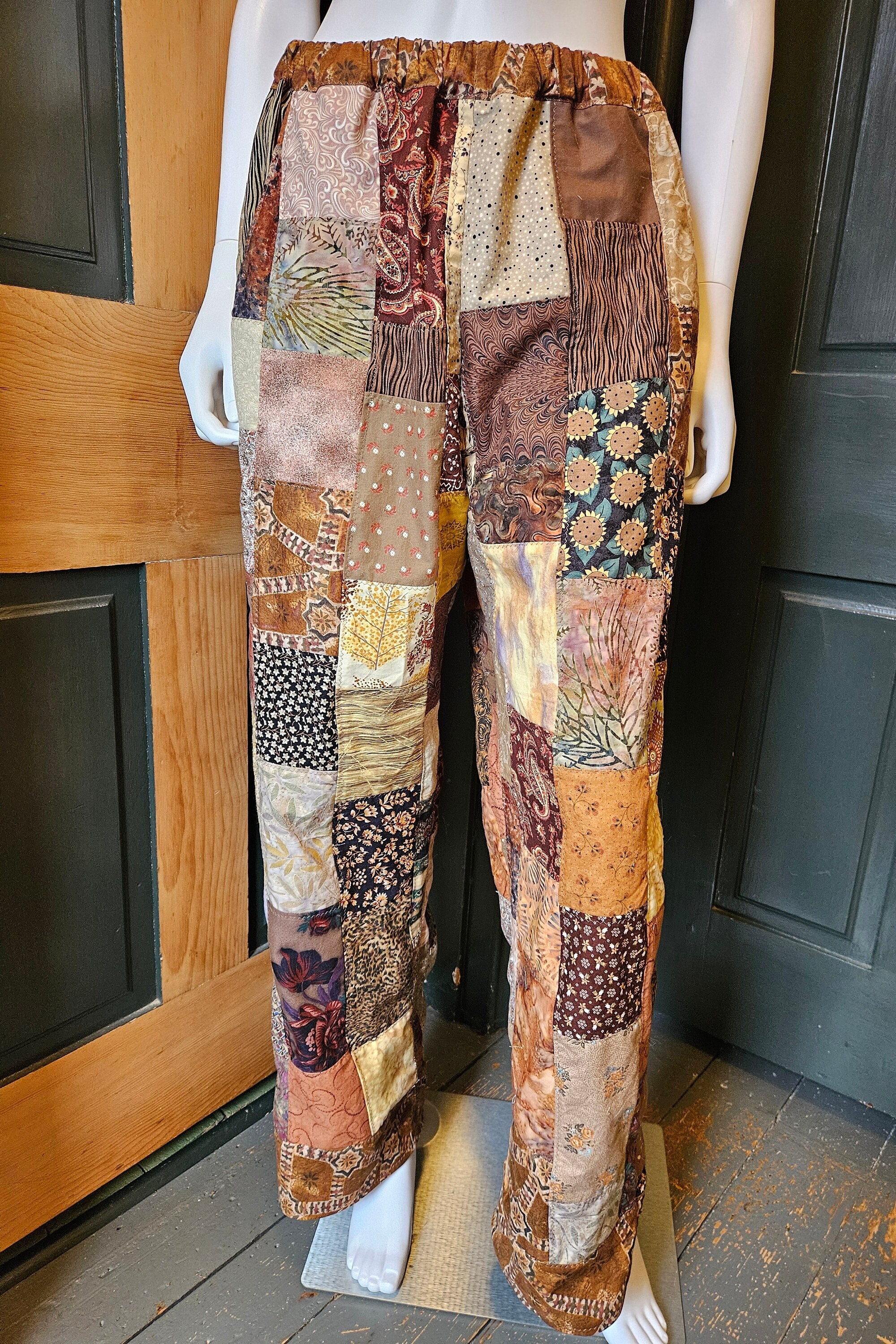 Patchwork Pants Handmade From Vintage Cotton Material Patchwork Pants Handmade From Vintage Cotton Material