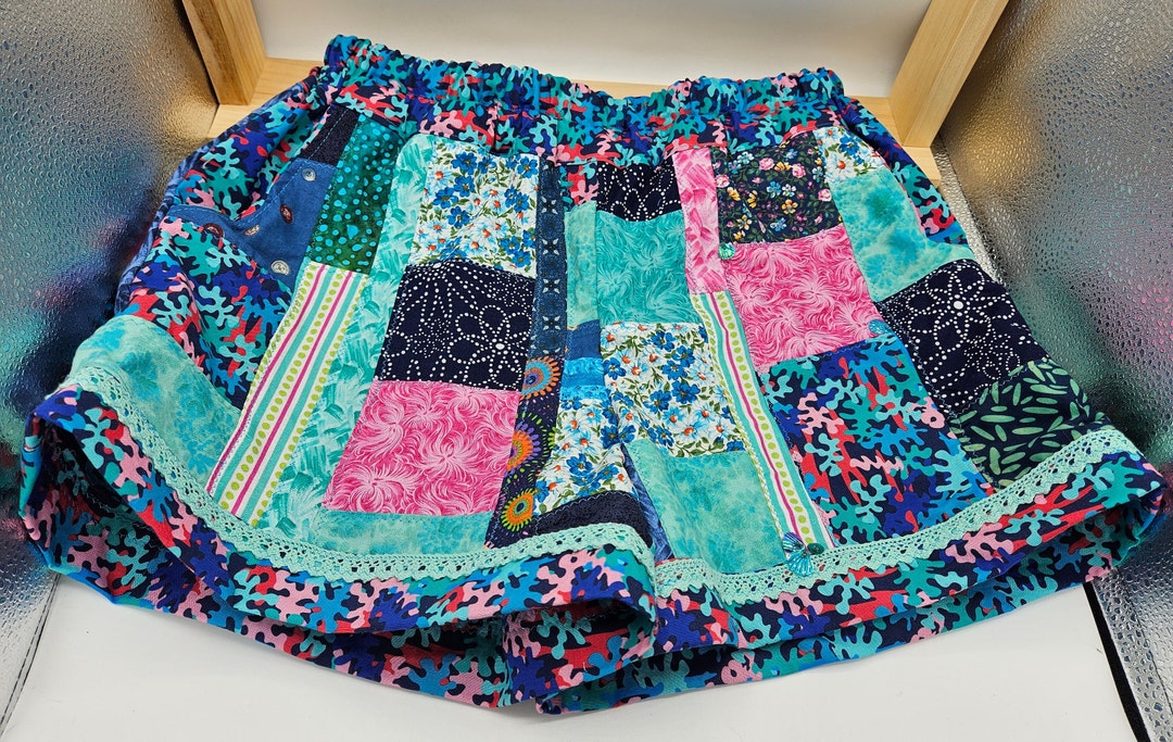 Patchwork Shorts Handmade From Upcycled Vintage Cotton - Etsy