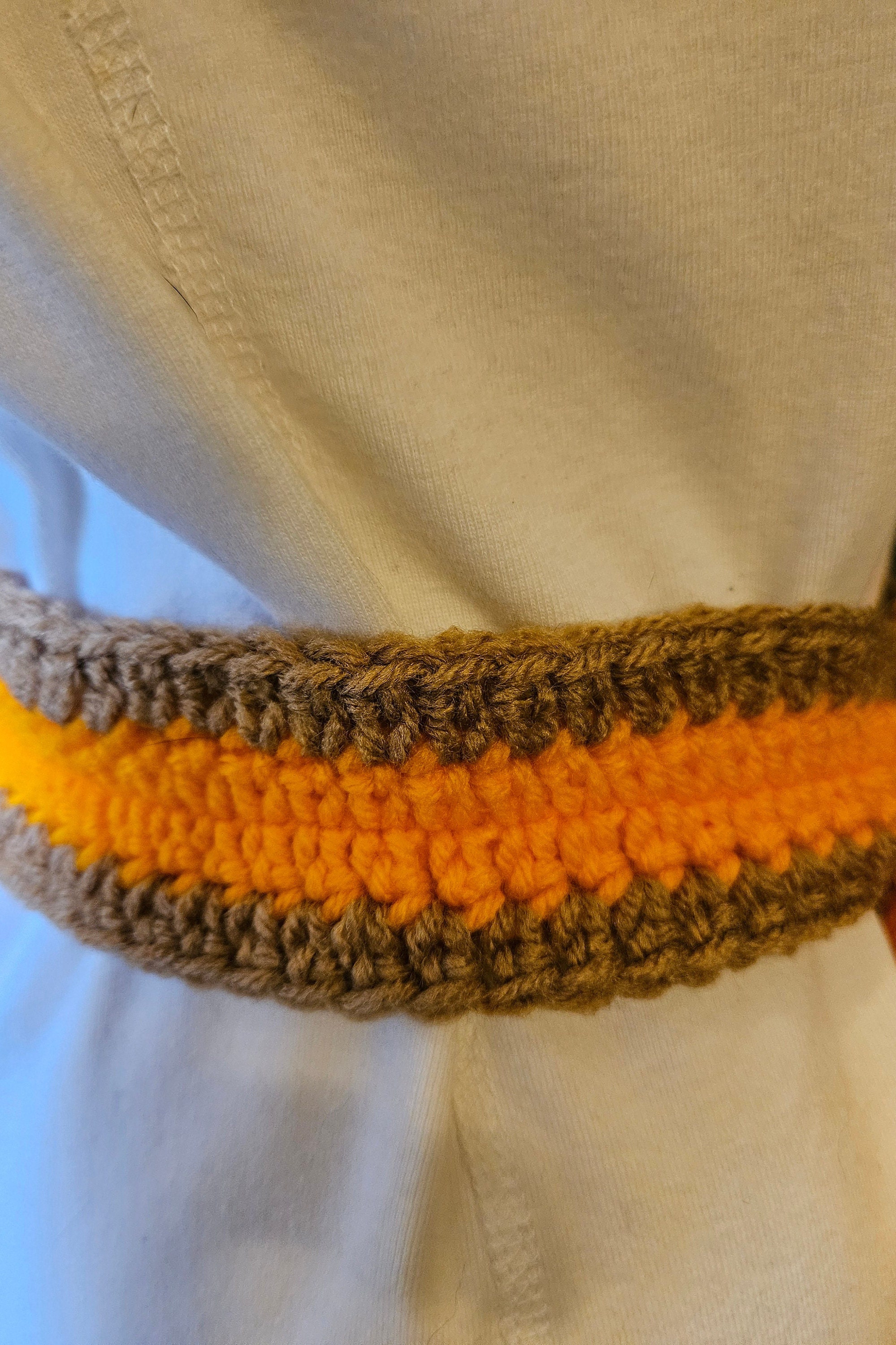 NWT ORANGE CROCHET SASH BELT Wide Light Orange Satin Sash Belt by Satin Swank® main image 2