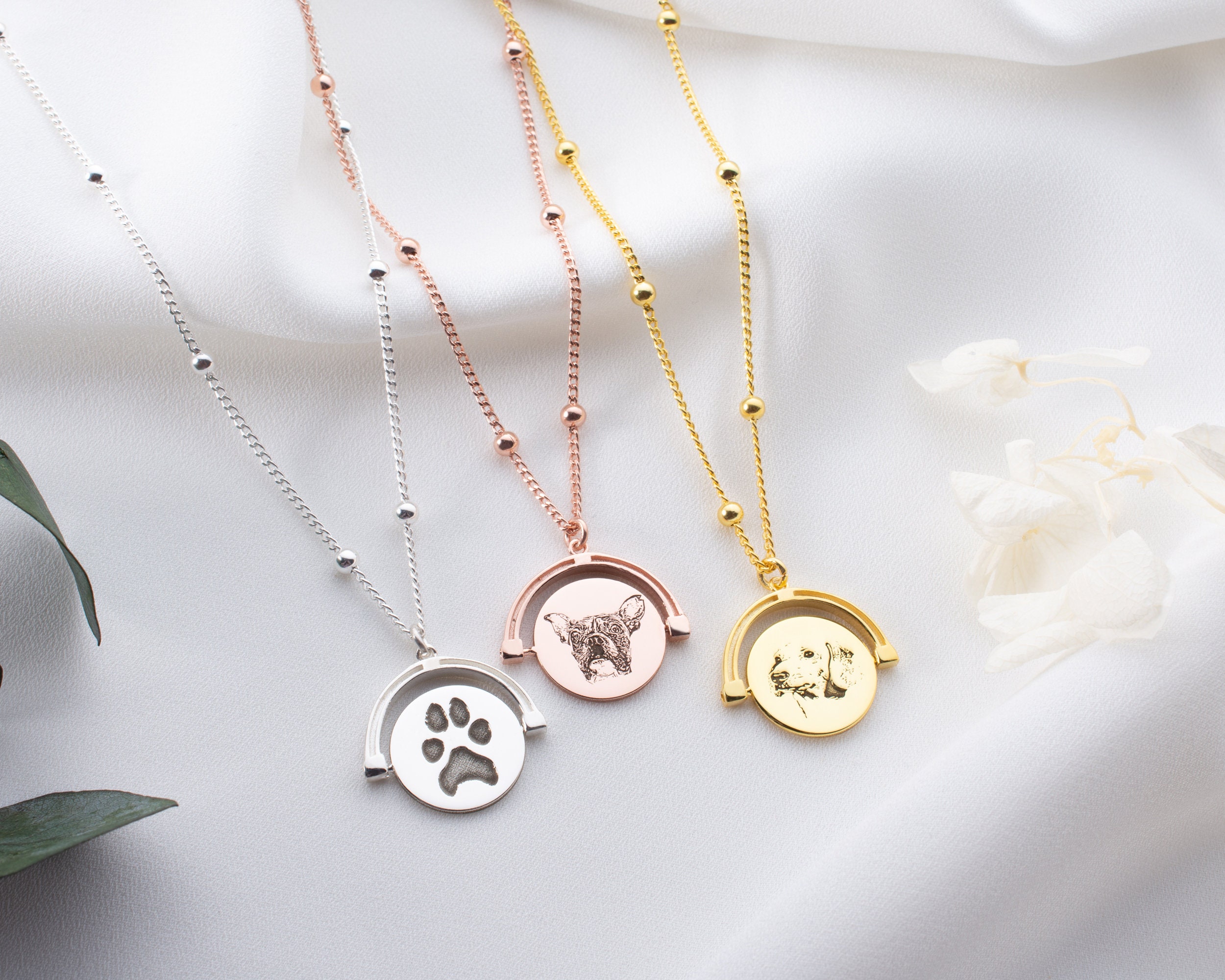 925 Silver Pet Portrait Necklace personalized Pet Necklace Etsy