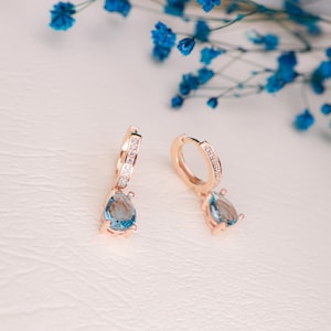 Aquamarine Birthstone Earring, Aquamarine Earring, Gold Birthstone Earrings, Silver Birthstone Earring, March Earrings, Aquamarine  Jewelry