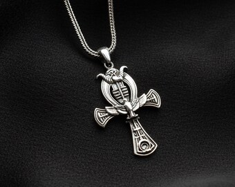 Silver Eagle Cross Necklace, Sterling Silver Cross Pendant, Cross Necklace, Oxidized Cross Necklace, Christian Necklace, Cross Jewelry