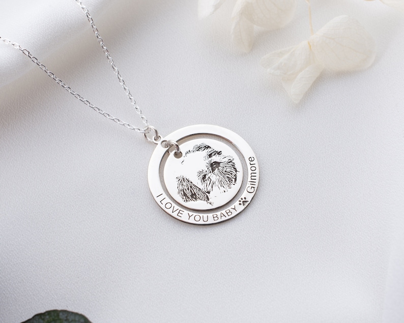 Pet Portrait Necklace ,Personalized Pet Necklace ,Necklace For Mom ,Dog Memorial Gift ,Actual Paw Print Necklace ,Custom Pet Necklace