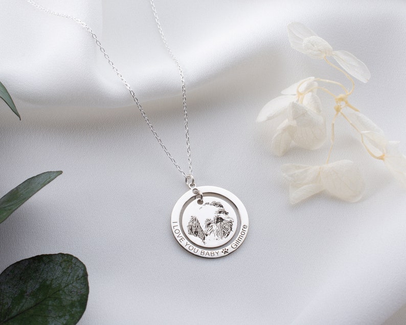 Pet Portrait Necklace ,Personalized Pet Necklace ,Necklace For Mom ,Dog Memorial Gift ,Actual Paw Print Necklace ,Custom Pet Necklace