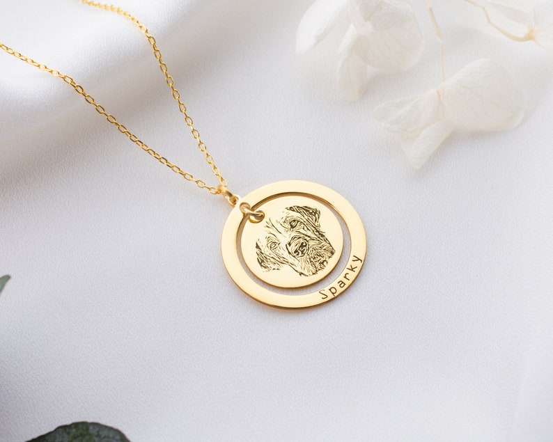 Pet Portrait Necklace ,Personalized Pet Necklace ,Necklace For Mom ,Dog Memorial Gift ,Actual Paw Print Necklace ,Custom Pet Necklace