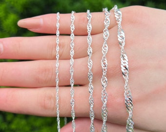 Handmade Silver Singapore Chain Necklace , 925 Sterling Silver Necklace For Women , Unisex Chain Necklace , Pendant For Chain , Gift For Her