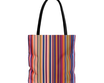 Colorful Striped Tote Bag Modern Abstract Stripes Pattern Shoulder Bag Gift Home Storage - Eastbourne