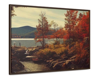 Pintura de otoño arte mural / Galería de paisajes Lienzo Bosque Gran lienzo arte Naturaleza arte mural / Lienzo de paisaje ENMARCADO