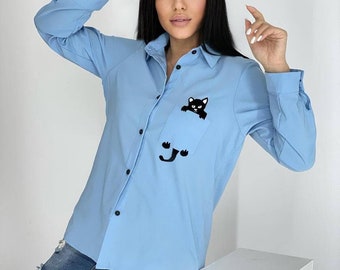 Button shirt with CAT design *ROMAR