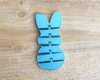 blue 3d printed bunny, 3d printed fidget, Easter basket stuffers, Easter basket gifts, articulated rabbit, articulated fidget, Easter fidget