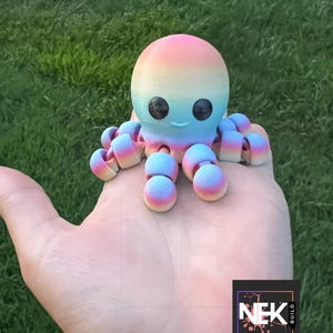 cute octopus fidget, 3d printed octopus, articulated octopus, articulated fidget gift, 3d fidget, rainbow octopus figurine, flexi octopus