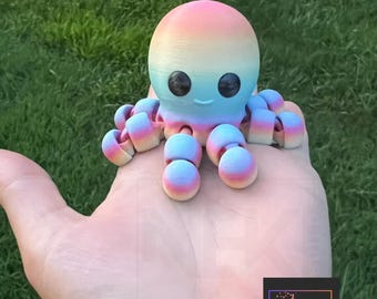 cute octopus fidget, 3d printed octopus, articulated octopus, articulated fidget gift, 3d fidget, rainbow octopus figurine, flexi octopus