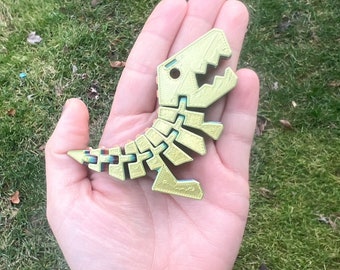 3d printed dino, 3d printed dinosaur, 3d printed fidget, articulated dinosaur figure, dinosaur fidget, t rex fidget, flexi rex, dino gifts