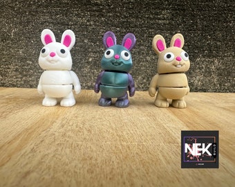 bunny 3d printed, 3d printed fidget, bunny fidget, articulated fidget, Easter basket stuffer, Easter fidget, articulated bunny, bunny figure