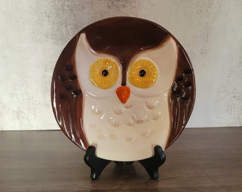 Owl Earthenware Salad Dessert Plate 8", Gift, Decor, Birthday, Bird, Retro, Anniversary, Mother, Sister, BFF